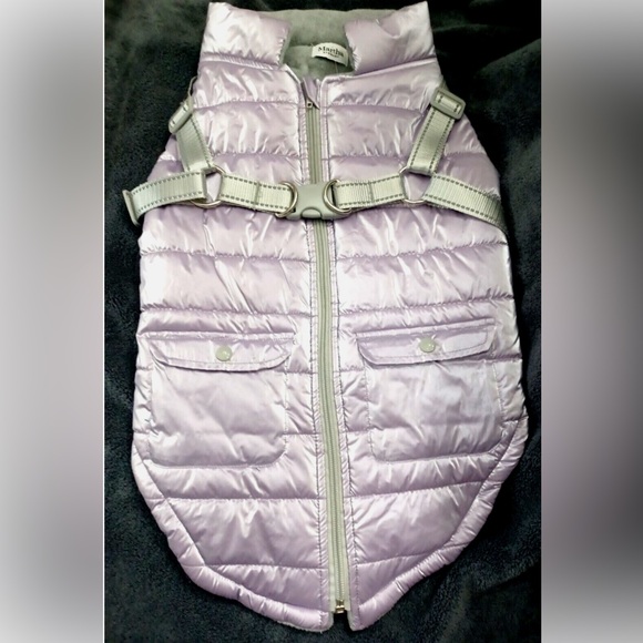 Martha Stewart Dog Harness Puffer Jacket Quilted Fleece Lined Lavender -… - Picture 1 of 5